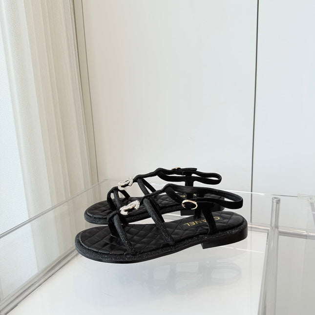 FLAT SANDALS IN BLACK SOFT LEATHER