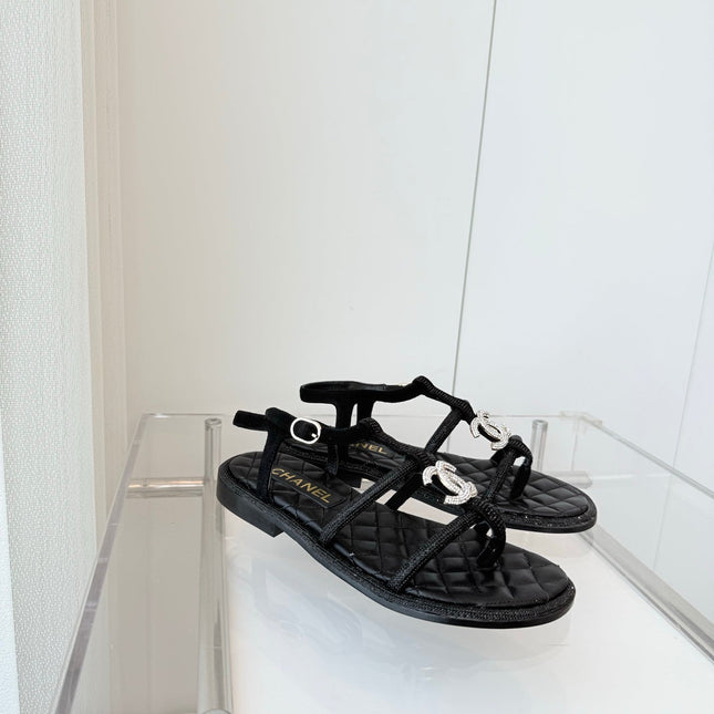 FLAT SANDALS IN BLACK SOFT LEATHER