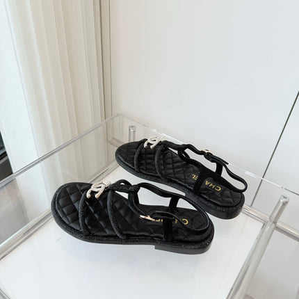 FLAT SANDALS IN BLACK SOFT LEATHER