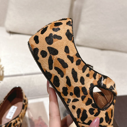 ALAIA 25S CRISS CROSS BALLET FLATS IN LEOPARD SUEDE