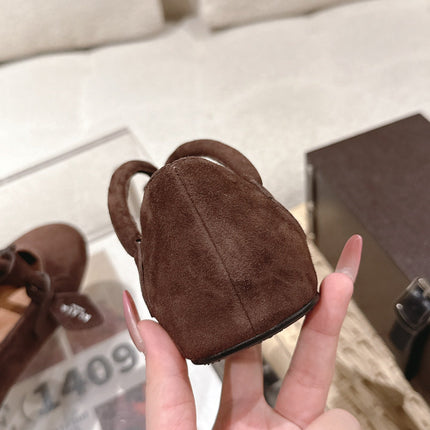 ALAIA 25S BALLET TECKEL IN DARK BROWN SUEDE