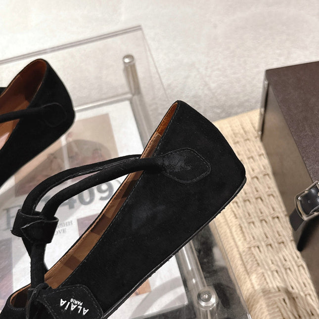 ALAIA 25S BALLET TECKEL IN BLACK SUEDE