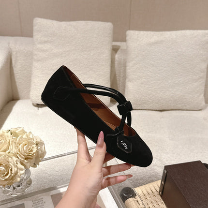 ALAIA 25S BALLET TECKEL IN BLACK SUEDE