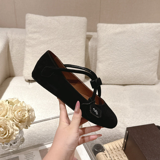 ALAIA 25S BALLET TECKEL IN BLACK SUEDE