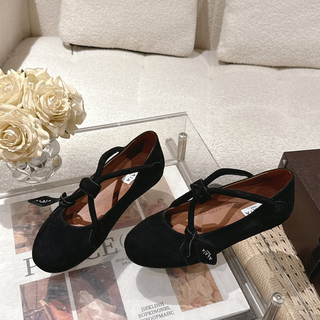 ALAIA 25S BALLET TECKEL IN BLACK SUEDE