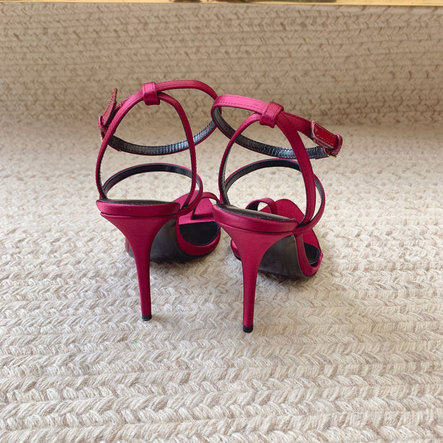 HIGH FLIP FLOPS SANDAL WITH STRAP IN HOT PINK SILK