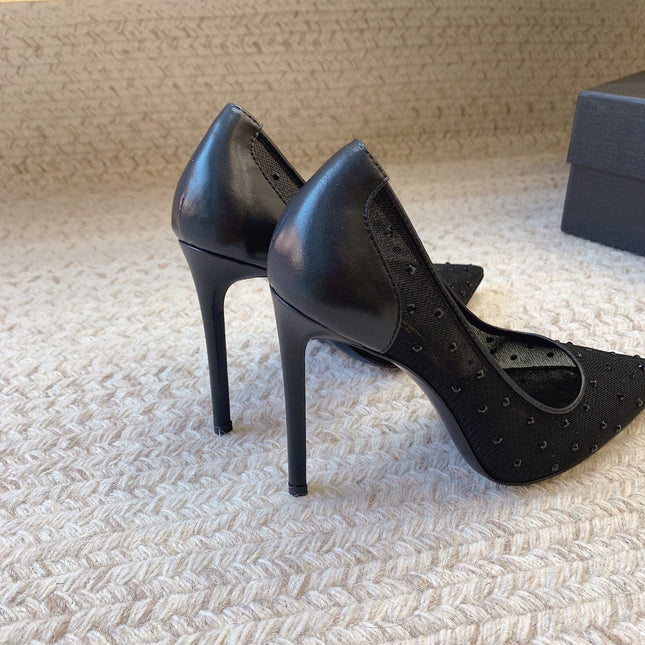 NORMA PUMPS IN BLACK MESH ATTACHED CRYSTALS