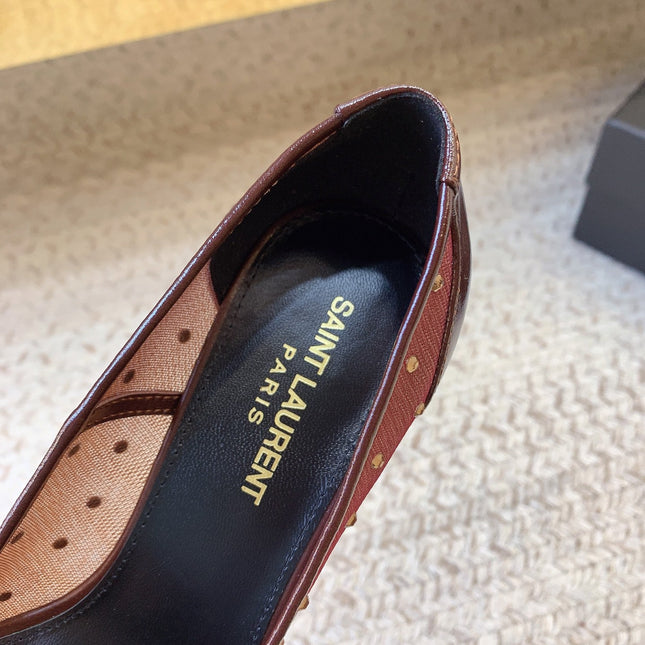 NORMA PUMPS IN CHESTNUT MESH ATTACHED CRYSTALS