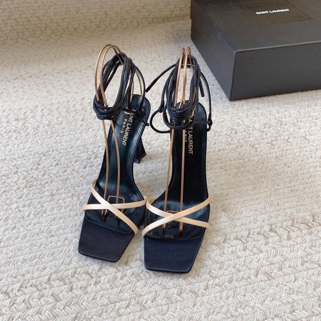 LIZA SANDALS IN BLACK AND NUDE SILK