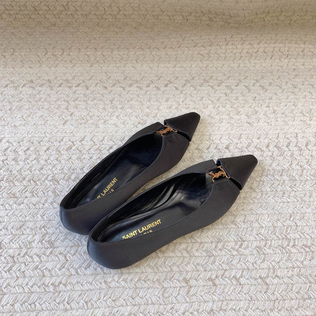 BABYLONE BALLET FLAT IN BLACK SATIN