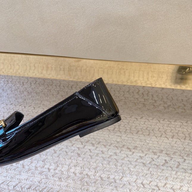 LOAFERS WITH GOLD HARDWARE IN BLACK GLOSSY CALFSKIN