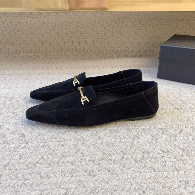 LOAFERS WITH GOLD HARDWARE IN BLACK SUEDE