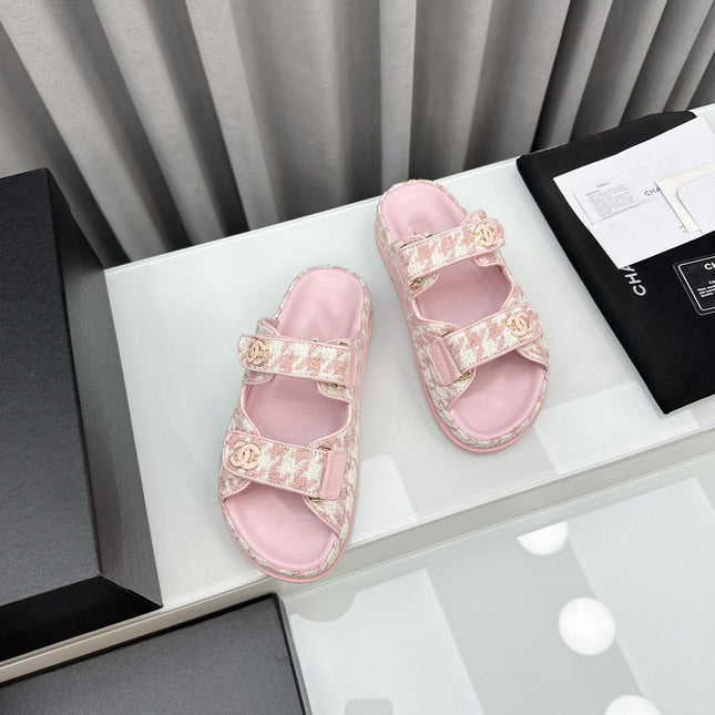 dad sandals pink white mules