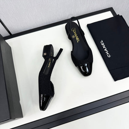 SLINGBACK BLACK TWEED AND CALFSKIN