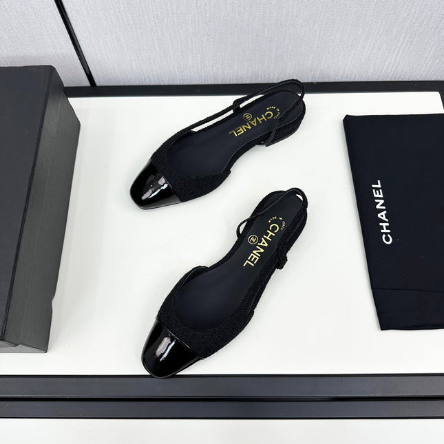 SLINGBACK BLACK TWEED AND CALFSKIN