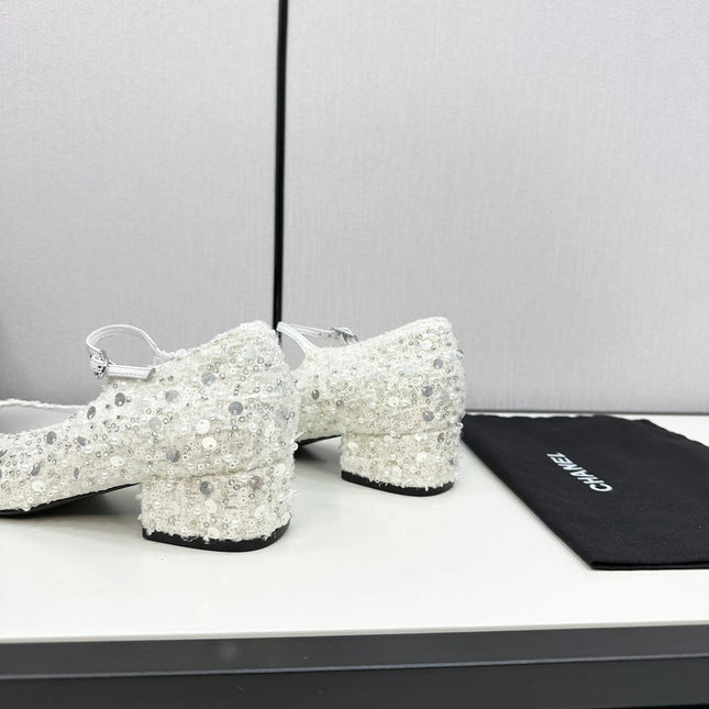 CC MARY JANE IN BLACK MIX WHITE SEQUINS AND VELVET