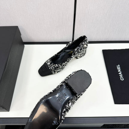 CC MARY JANE IN BLACK SEQUINS AND VELVET