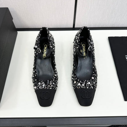 CC MARY JANE IN BLACK SEQUINS AND VELVET