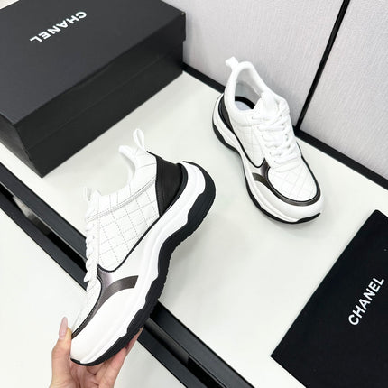 CC SNEAKER IN WHITE MIX BLACK EMBROIDERED LAMBSKIN