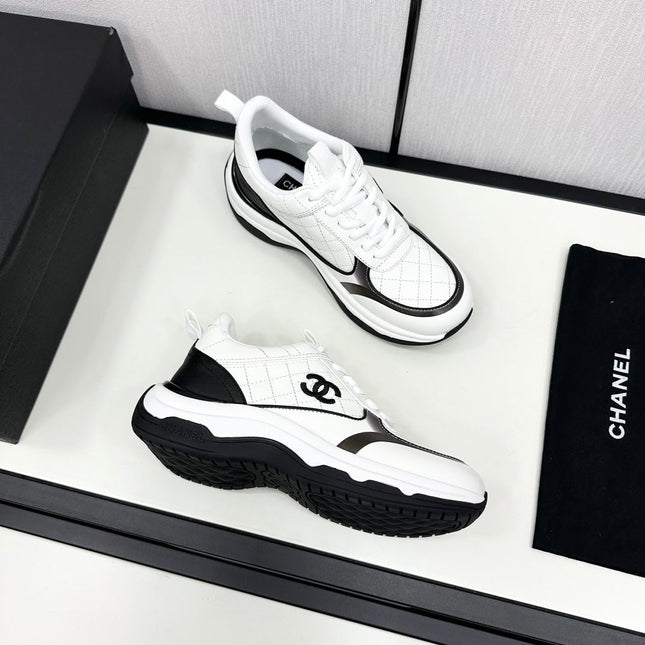 CC SNEAKER IN WHITE MIX BLACK EMBROIDERED LAMBSKIN