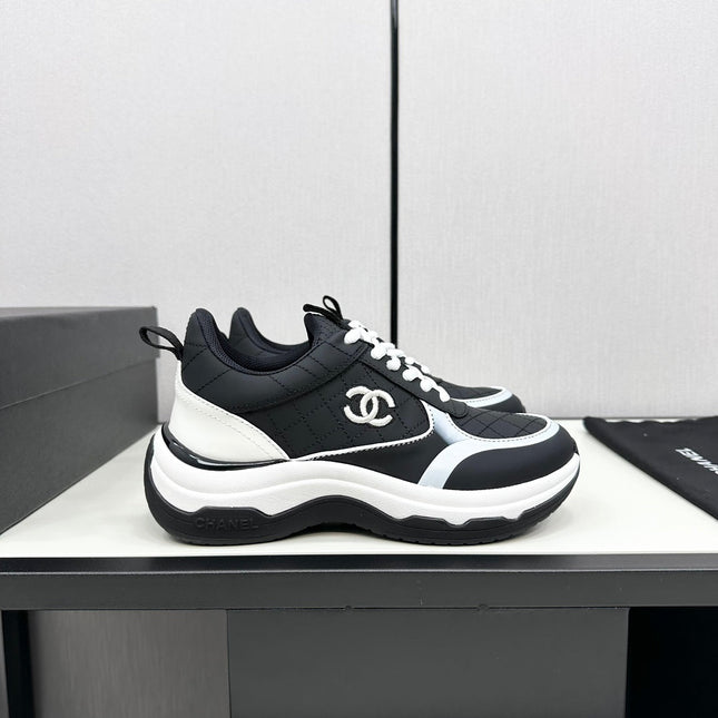 CC SNEAKER IN BLACK MIX WHITE EMBROIDERED LAMBSKIN