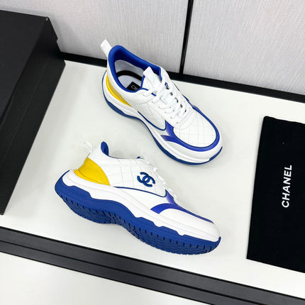 CC SNEAKER IN WHITE MIX COBALT BLUE EMBROIDERED LAMBSKIN
