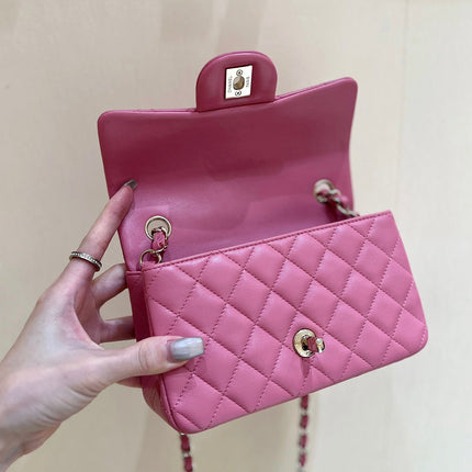 CHANEL 25S FLAP BAG 20 CM IN PINK LAMBSKIN WITH GOLD HARDWARE