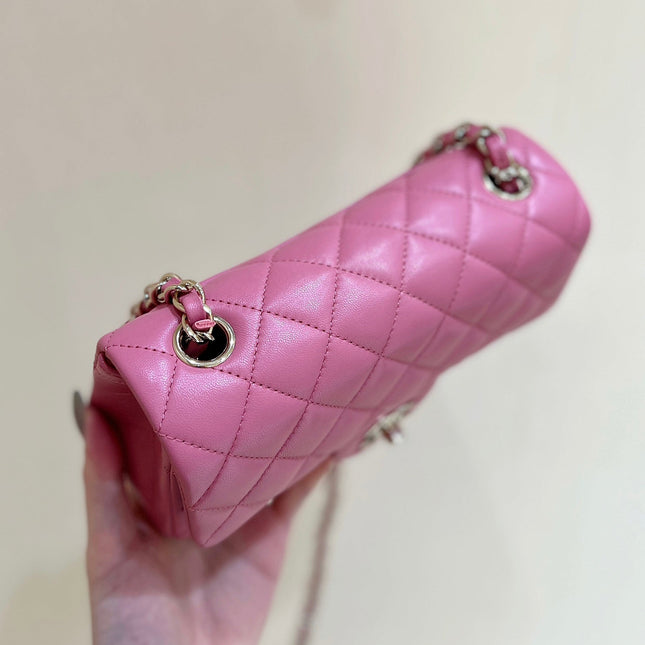 CHANEL 25S FLAP BAG 20 CM IN PINK LAMBSKIN WITH GOLD HARDWARE