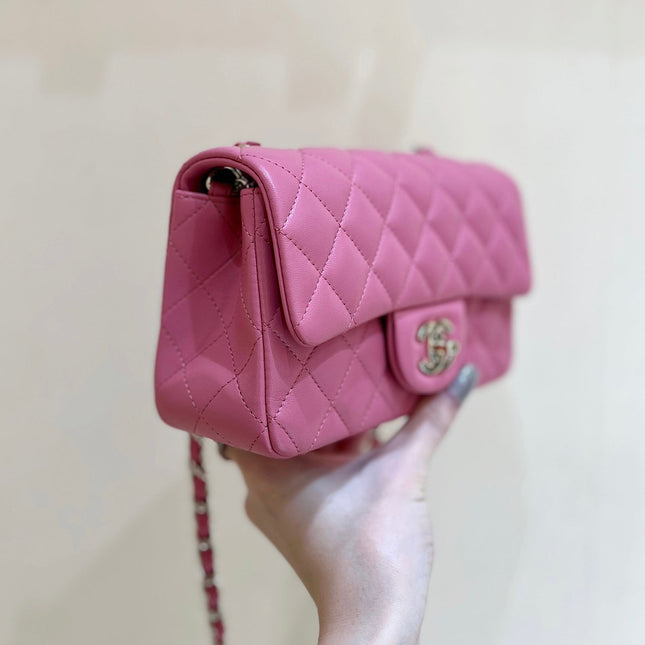 CHANEL 25S FLAP BAG 20 CM IN PINK LAMBSKIN WITH GOLD HARDWARE