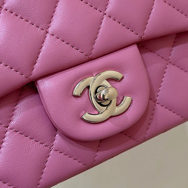 CHANEL 25S FLAP BAG 20 CM IN PINK LAMBSKIN WITH GOLD HARDWARE