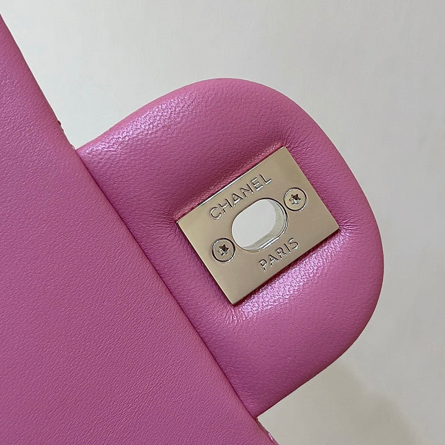CHANEL 25S FLAP BAG 20 CM IN PINK LAMBSKIN WITH GOLD HARDWARE