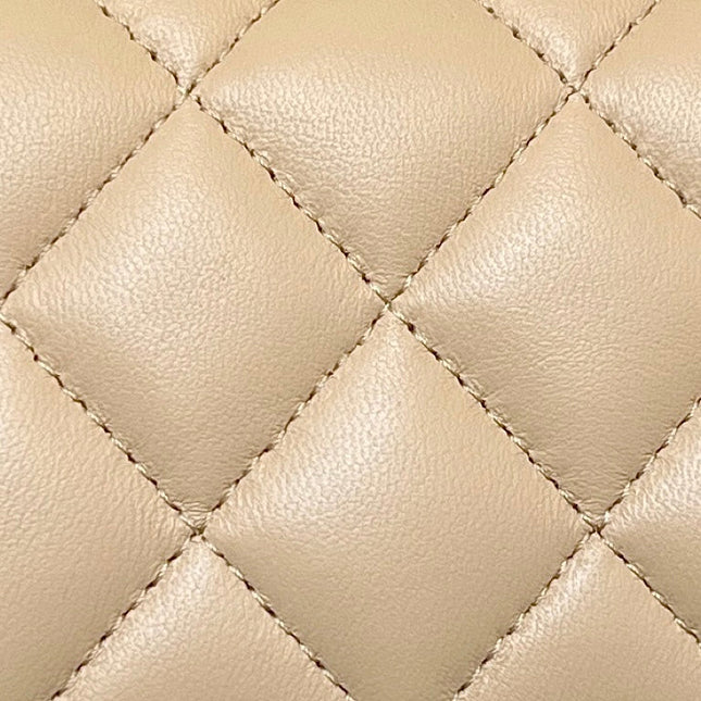 CHANEL 25S FLAP BAG 17 CM IN LIGHT BEIGE LAMBSKIN WITH GOLD HARDWARE