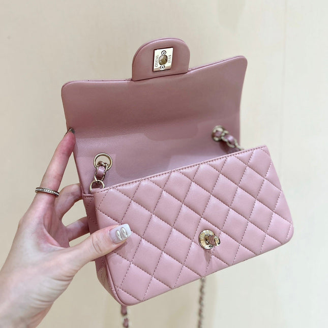 CHANEL 25S FLAP BAG 20 CM IN LIGHT PINK LAMBSKIN WITH GOLD HARDWARE