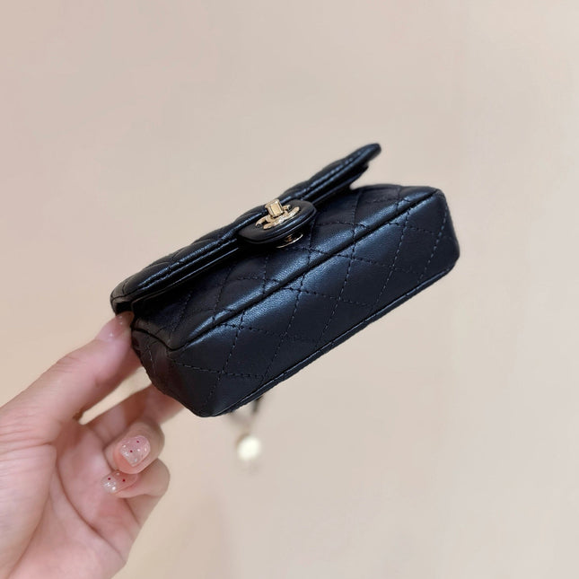 25S CHANEL MINI CF BAG 12 IN BLACK LAMBSKIN HEART MODEL