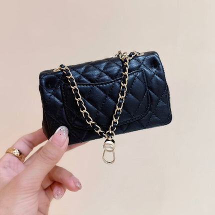 25S CHANEL MINI CF BAG 12 IN BLACK LAMBSKIN HEART MODEL