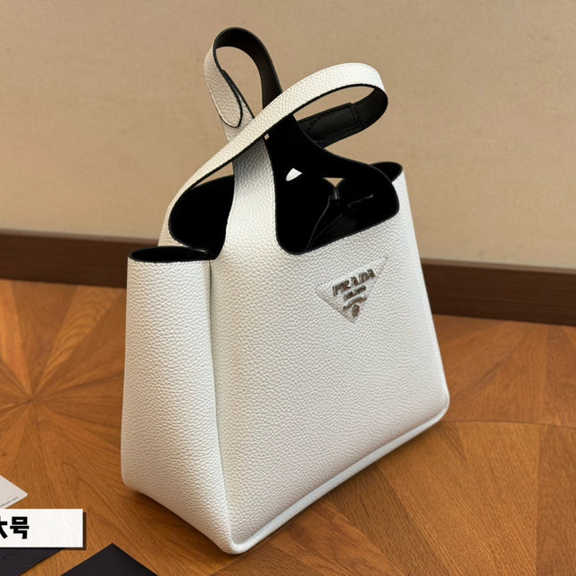 PRA 25 BASKET BAG IN WHITE CALFSKIN
