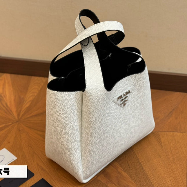 PRA 25 BASKET BAG IN WHITE CALFSKIN