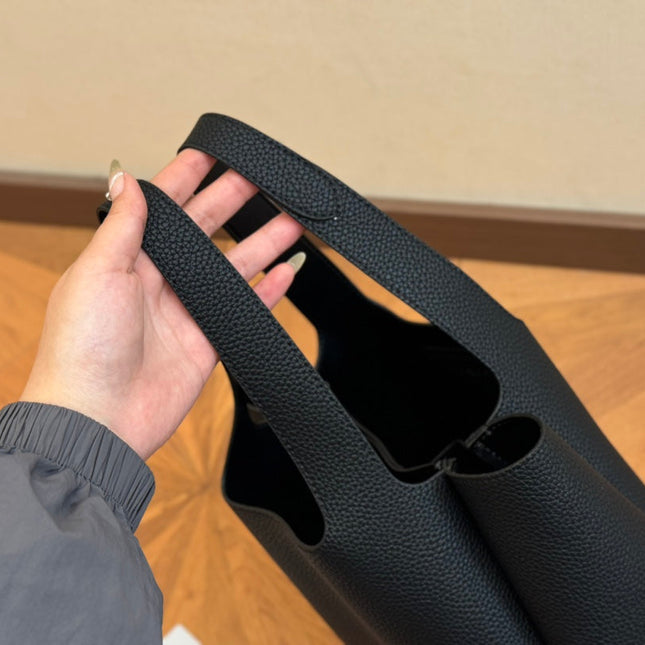 PRA 25 BASKET BAG IN BLACK CALFSKIN