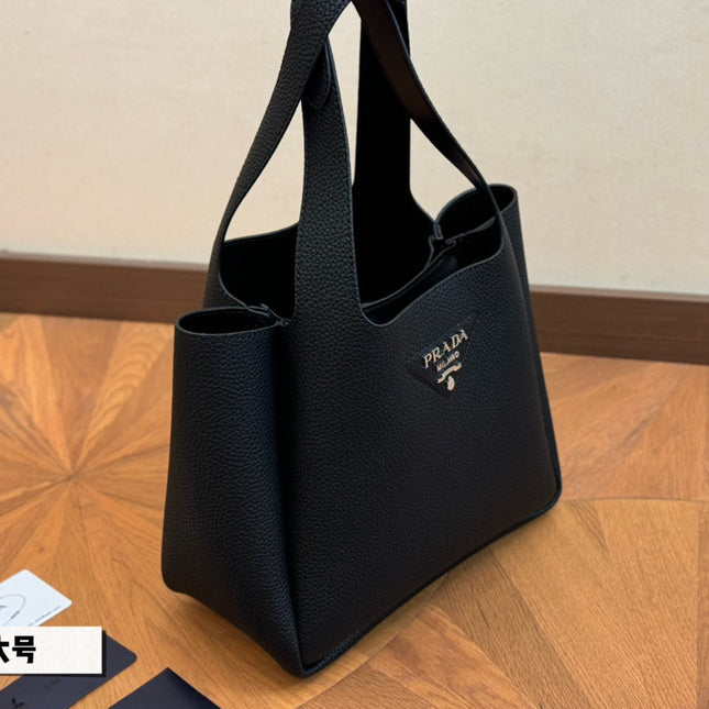 PRA 25 BASKET BAG IN BLACK CALFSKIN