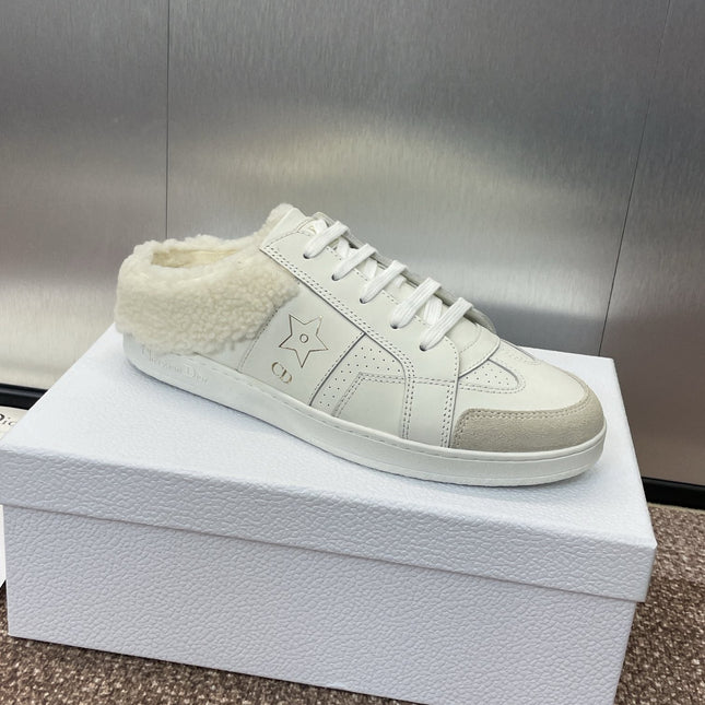 STAR SNEAKER IN WHITE CALFSKIN AND SHEARLING