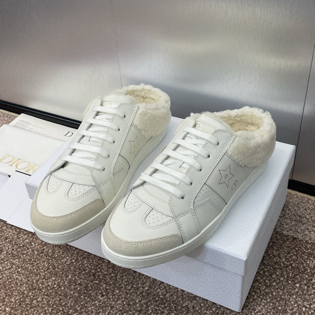 STAR SNEAKER IN WHITE CALFSKIN AND SHEARLING