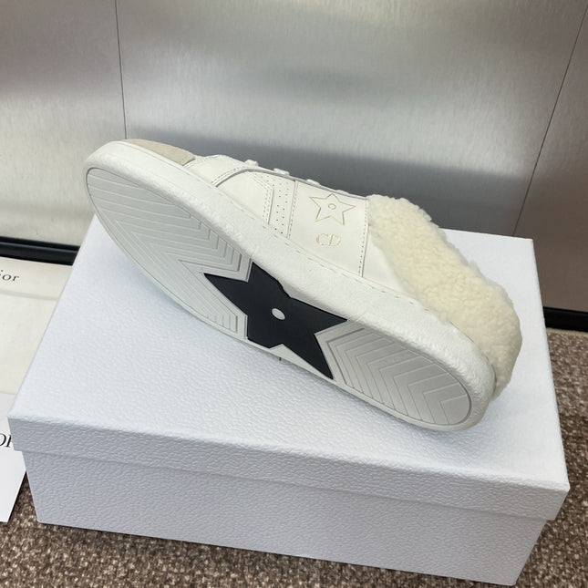 STAR SNEAKER IN WHITE CALFSKIN AND SHEARLING