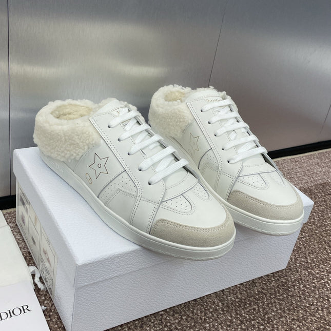 STAR SNEAKER IN WHITE CALFSKIN AND SHEARLING