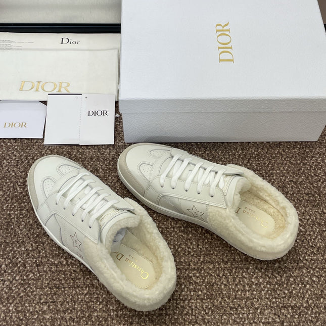 STAR SNEAKER IN WHITE CALFSKIN AND SHEARLING