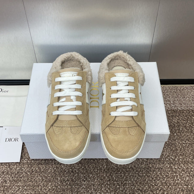 STAR SNEAKER IN CAMEL BEIGE SUEDE AND SHEARLING
