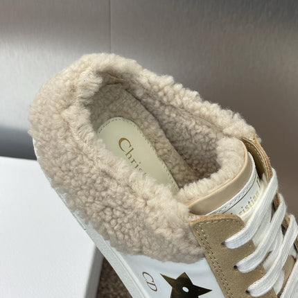 STAR SNEAKER IN CAMEL BEIGE SUEDE AND SHEARLING