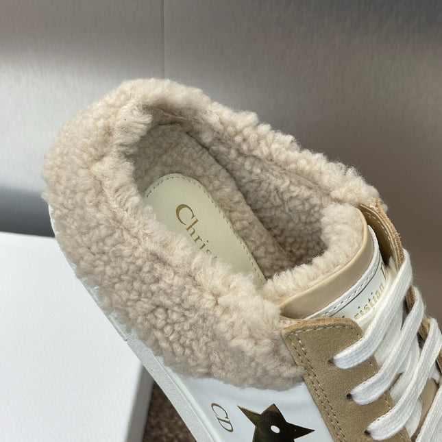 STAR SNEAKER IN CAMEL BEIGE SUEDE AND SHEARLING