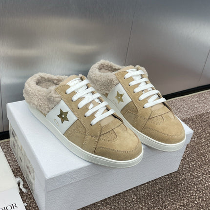STAR SNEAKER IN CAMEL BEIGE SUEDE AND SHEARLING