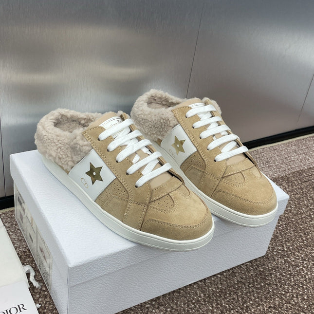 STAR SNEAKER IN CAMEL BEIGE SUEDE AND SHEARLING