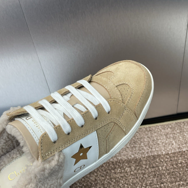 STAR SNEAKER IN CAMEL BEIGE SUEDE AND SHEARLING